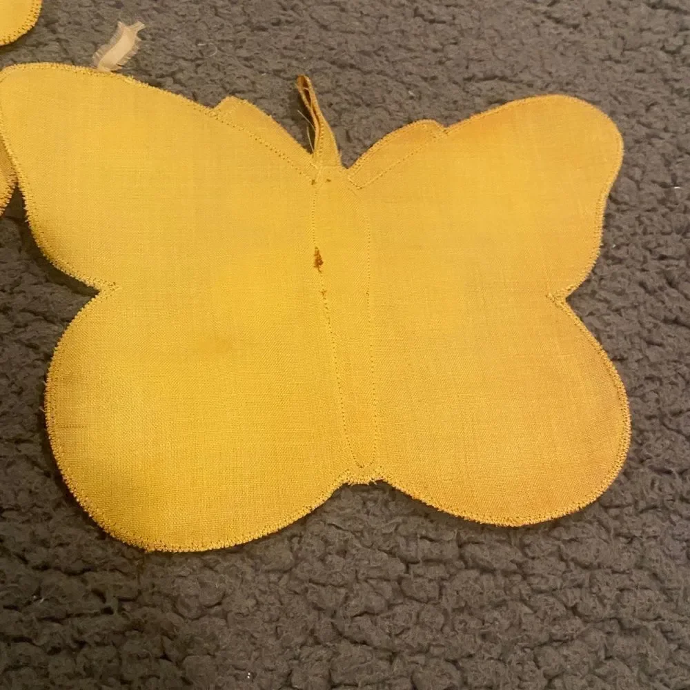 Vintage Butterfly Pot Holder Wall Hanger Set Of Two